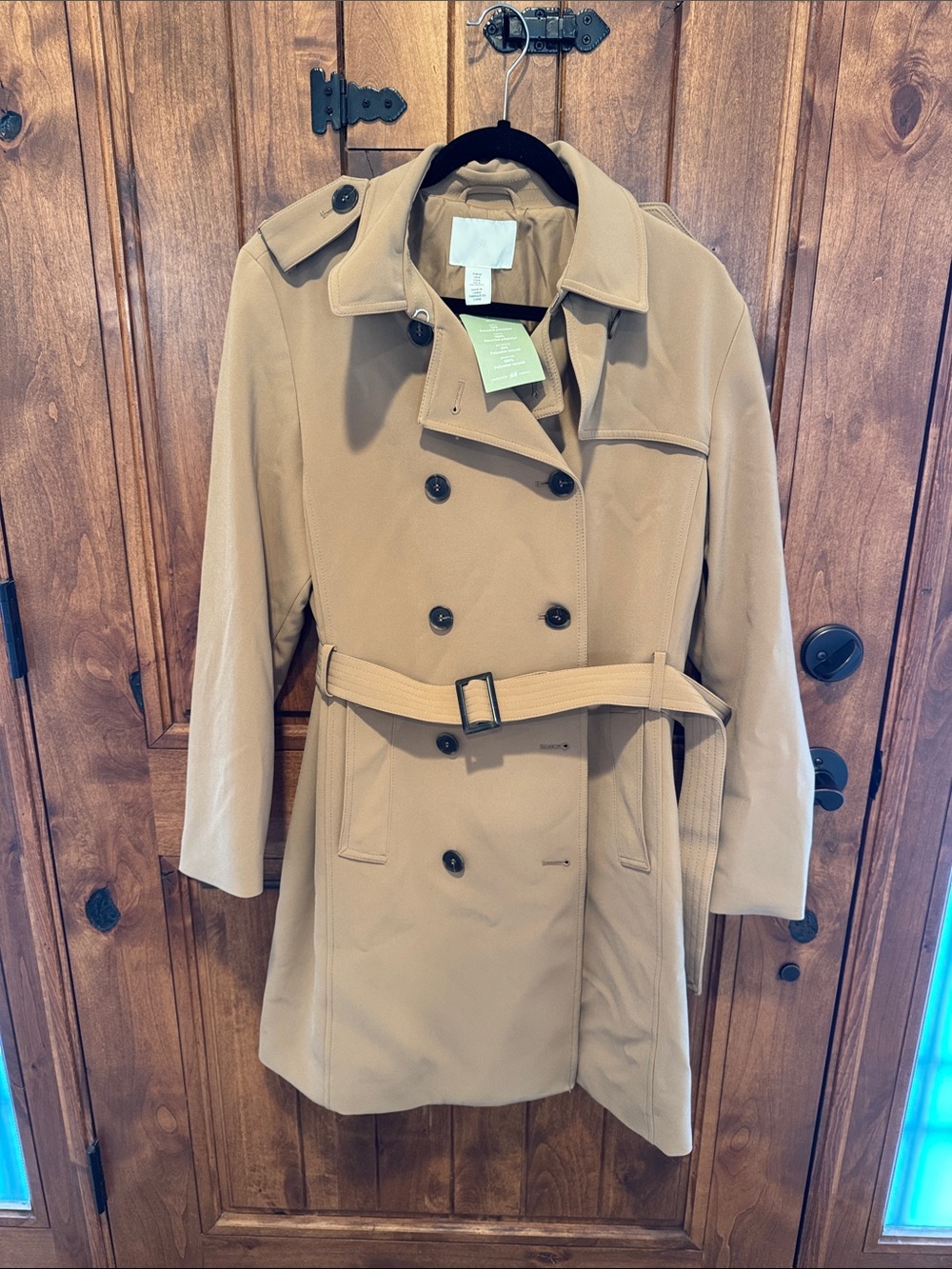 H&M Tan Double-Breasted Trench Coat with Belt